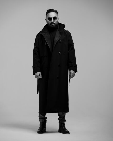 ترنچ کت مشکی یونیسکس علزی