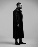 ترنچ کت مشکی یونیسکس علزی پهلو